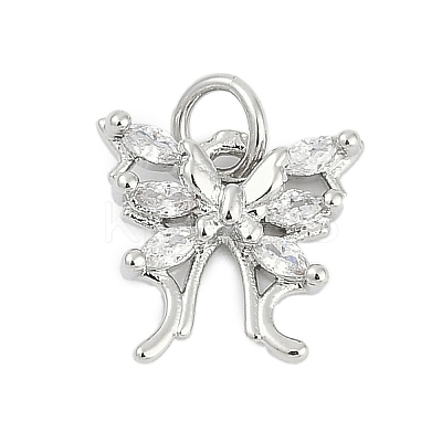Brass Micro Pave Clear Cubic Zirconia Charms KK-G522-09P-1