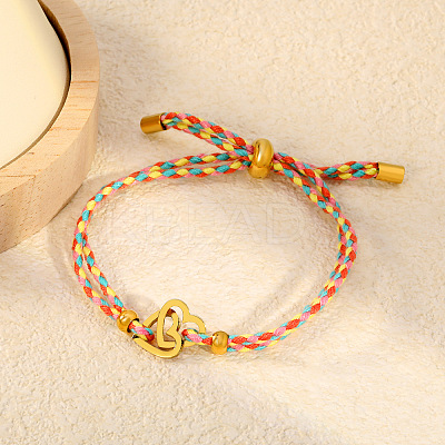 304 Stainless Steel Link Braided Cotton Cord Adjustable Slider Bracelets WG7AACD-01-1