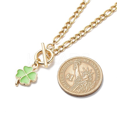 Alloy Enamel Clover Pendant Necklace with Brass Chains for Women NJEW-JN04087-1