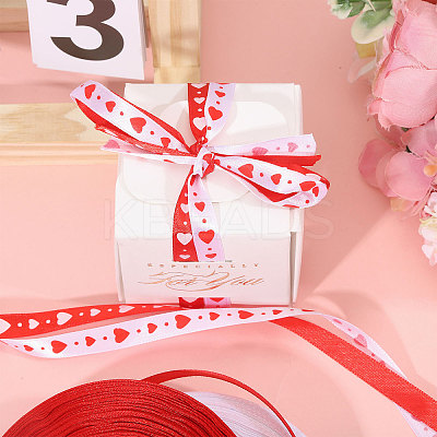 2 Rolls 2 Colors Heart Pattern Polyester Ribbon OCOR-CA0001-34-1