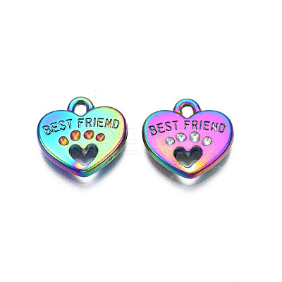 Rack Plating Rainbow Color Alloy Pendant Rhinestone Settings PALLOY-S180-375M-1
