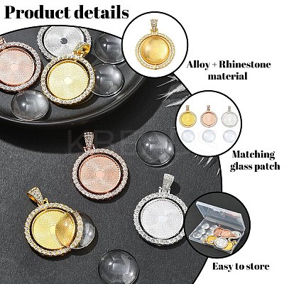 DIY Blank Dome Alloy Crystal Rhinestone Pendant Making Kits DIY-YW0009-87-1