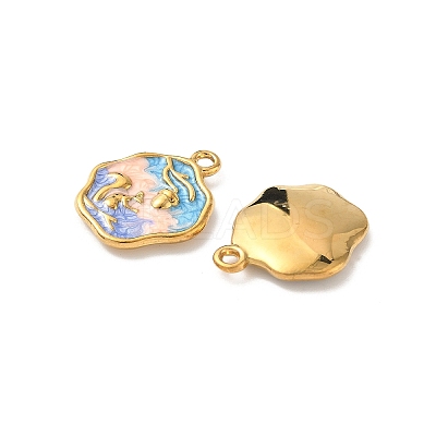 304 Stainless Steel Enamel Pendants STAS-I346-03G-1