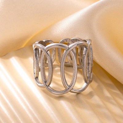 201 Stainless Steel Oval Link Chain Cuff Rings FS-WG16057-20-1