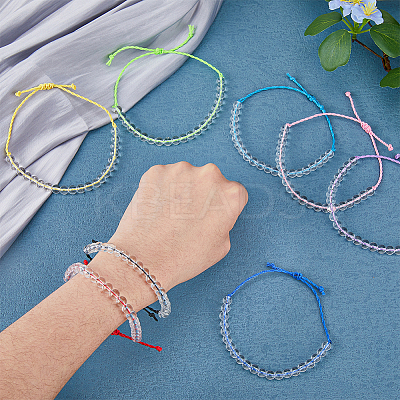 8Pcs 8 Colors Natural Quartz Crystal Braided Bead Bracelets Set BJEW-FI0001-36-1