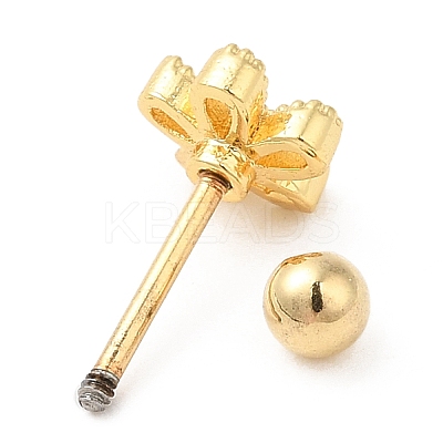 Brass Micro Pave Clear Cubic Zirconia Stud Earrings EJEW-L265-02G-1