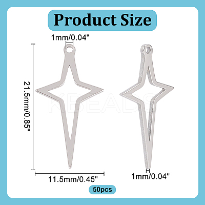 50Pcs 304 Stainless Steel Pendants STAS-HY0001-50-1