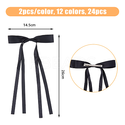 24Pcs 12 Colors Polyester Ribbon Bowknot Alligator Hair Clips PHAR-FH0001-04-1