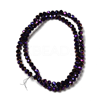 Faceted(32 Facets) Electroplate Glass Bead Strands X-EGLA-R042-4mm-02-1