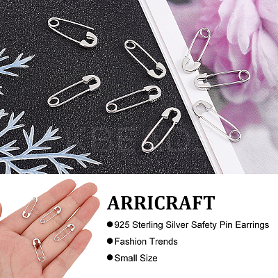 4 Pair Sterling Silver Safety Pin Shape Dangle Hoop Earrings for Men Women STER-AR0001-01-1