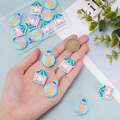 16Pcs 2 Style Merry-go-round/Balloon Food Grade Silicone Beads SIL-GO0001-17-1