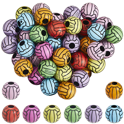 200Pcs Opaque Acrylic Beads OACR-SP0001-63-1