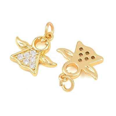 Brass Micro Pave Cubic Zirconia Charms KK-F927-23G-1