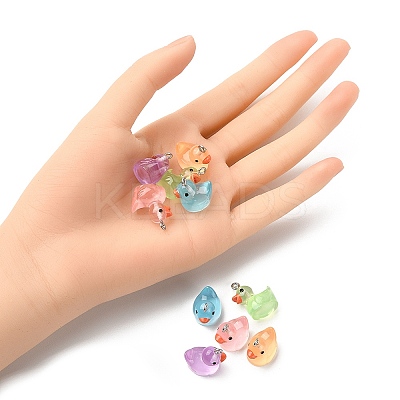 10Pcs 5 Colors Luminous Transparent Resin Pendants RESI-YW0001-38-1