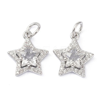 Brass Cubic Zirconia Charms ZIRC-C022-07P-1