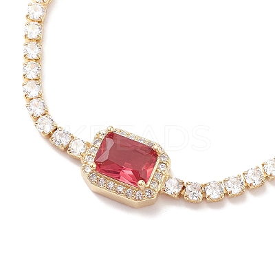 Cubic Zirconia Rectangle Link Silder Bracelet with Crystal Rhinestone BJEW-C040-02G-1