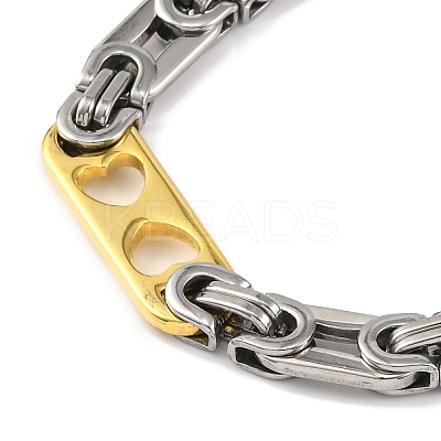 201 Stainless Steel Heart Byzantine Chain Necklace NJEW-F22-39C-GP-1