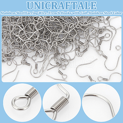 300Pcs 316 Surgical Stainless Steel Earring Wire STAS-UN0058-27-1
