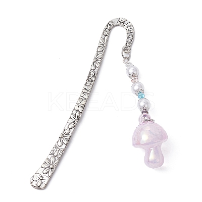Mushroom AB Color Transparent Acrylic Bookmarks AJEW-JK00256-1