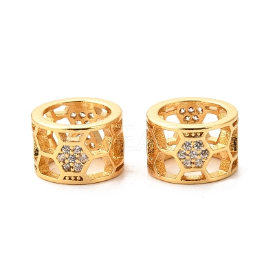 Soccer Seasons Brass Micro Pave Clear Cubic Zirconia European Beads ZIRC-P086-37G-1
