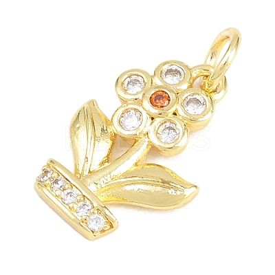 Brass Micro Pave Cubic Zirconia Pendants KK-F938-28G-04-1