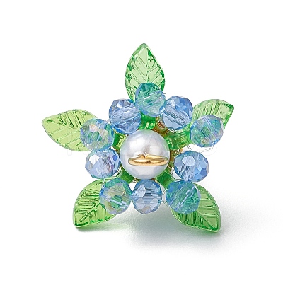 Glass with Round Shell Pearl and Acrylic Charms Pendants PALLOY-MZ00647-03-1