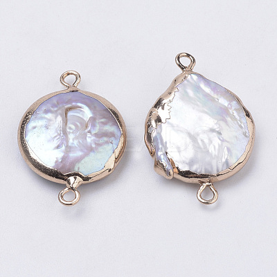 Plated Natural Baroque Pearl Keshi Pearl Links connectors PEAR-S012-02G-1