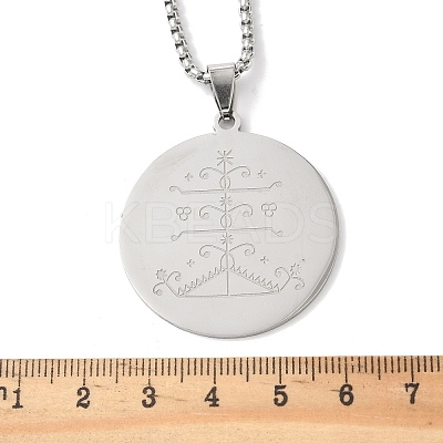 201 Stainless Steel Engraved Ogou Feray Veve Pendant Necklaces LS-NJEW-H065-02P-1