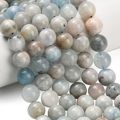 Natural Aquamarine Beads Strands G-F591-29A-12mm-02-1