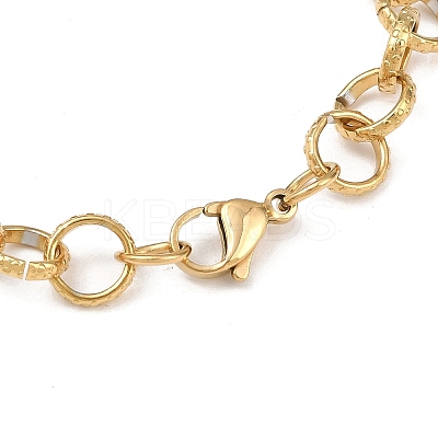 Fashionable 304 Stainless Steel Engraved Bubbles Cable Chain Bracelets STAS-A028-B087G-1