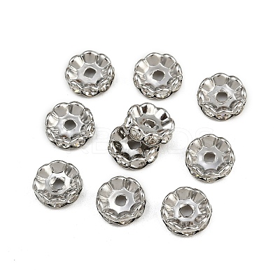 Brass Rhinestone Spacer Beads RB-A014-L10mm-01P-1