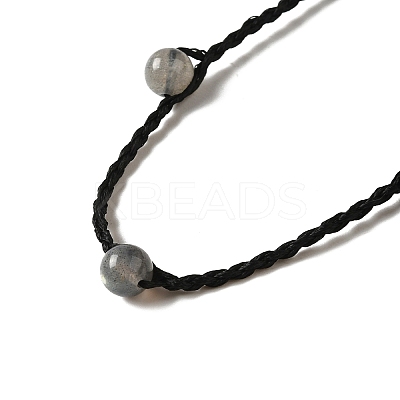 Natural Labradorite Braided Bead Necklacess NJEW-K258-06E-1
