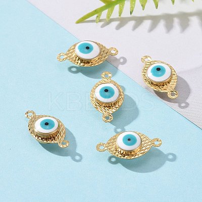 Golden Tone Brass Enamel Eye Links X-KK-Q570-01F-1