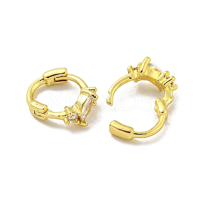 Brass Micro Pave Cubic Zirconia Hoop Earring EJEW-C088-01H-G-1