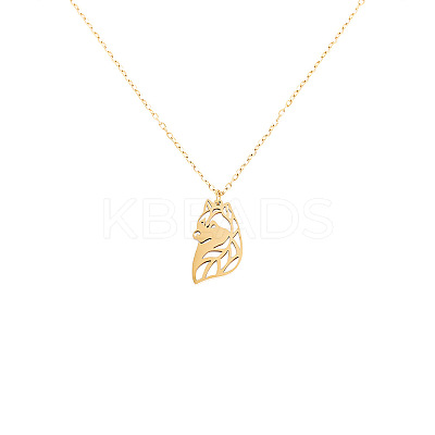 304 Stainless Steel Husky Dog Cutout Silhouette Pendant Necklaces WG9715E-01-1