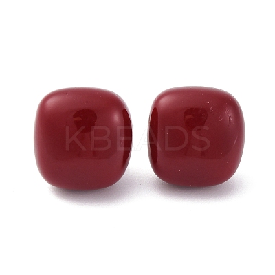 Square Brass & Plastic Stud Earrings for Women EJEW-G425-01G-01-1