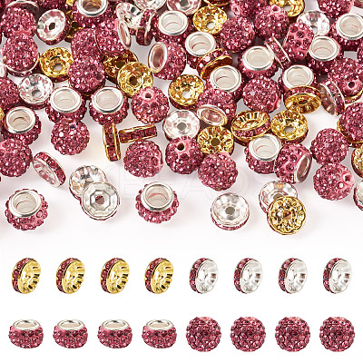 120Pcs 4 Styles Flat Round Iron Rhinestone Spacer Beads FIND-TA0005-68-1