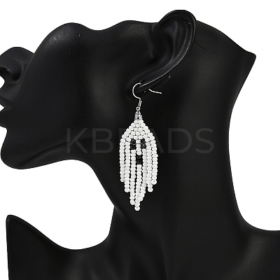 Halloween Theme Ghost Handmade Glass Seed Beaded Dangle Earrings EJEW-MZ00479-1