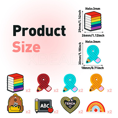 16Pcs 8 Style Food Grade Eco-Friendly Silicone Focal Beads SIL-TA0001-74-1