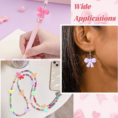 32Pcs 8 Colors Bowknot Silicone Focal Beads SIL-CJ0003-24-1