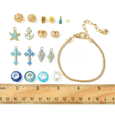 DIY Marine Theme Resin & Alloy Enamel Bead European Bracelet Making Kits DIY-FS0006-87-1