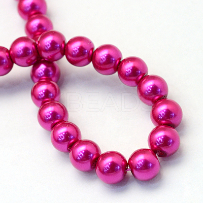 Baking Paint Pearlized Glass Pearl Round Bead Strands HY-Q330-8mm-17-1