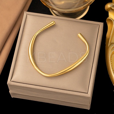 304 Stainless Steel C-Shaped Cuff Bangles for Women BJEW-G759-02G-1