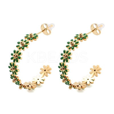 304 Stainless Steel Enamel Stud Earrings EJEW-S226-02G-03-1