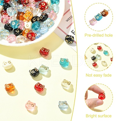 90Pcs 9 Colors Transparent Acrylic Beads MACR-YW0004-24-1