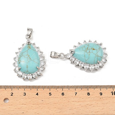 Synthetic Turquoise & Rhinestone Pendants G-K338-31P-06-1