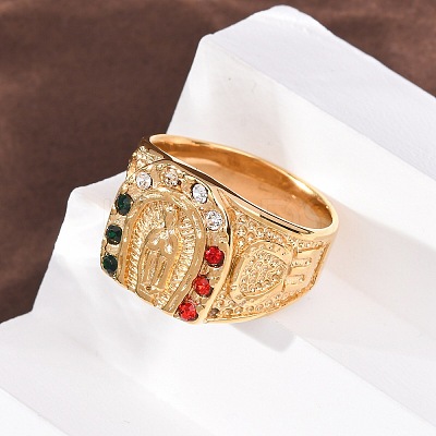 304 Stainless Steel Wide Band Finger Rings RJEW-F201-05G-1