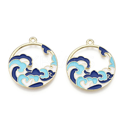 Chinese Style Alloy Enamel Pendants X-ENAM-M043-03G-01-RS-1