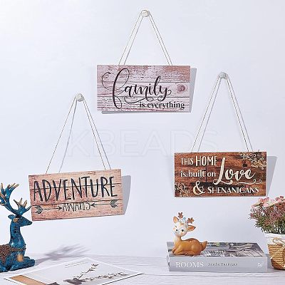 Natural Wood Hanging Wall Decorations for Front Door Home Decoration AJEW-FG0001-26-1