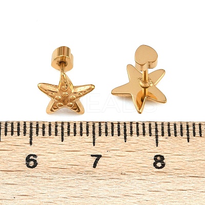304 Stainless Steel Star Stud Earrings EJEW-I320-10G-1